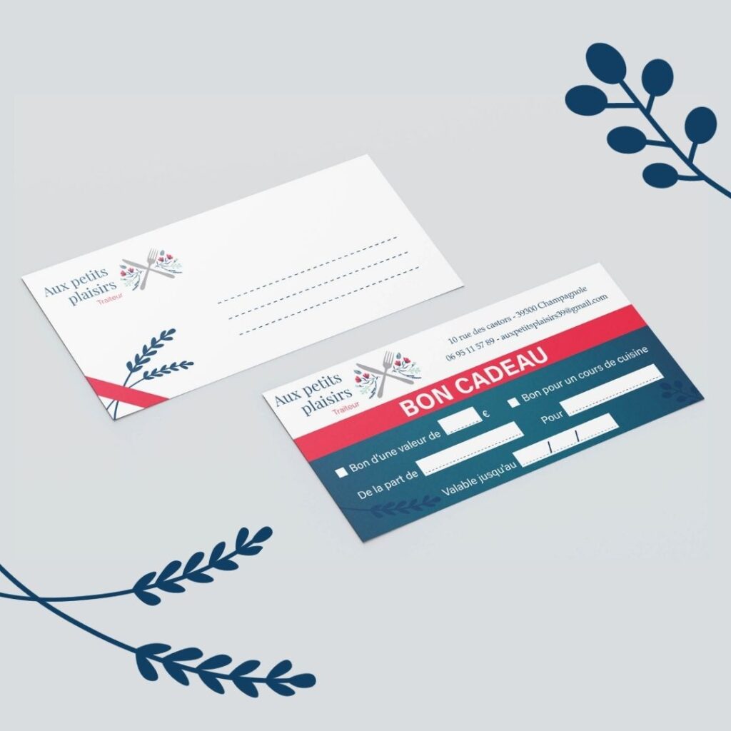 Création de bons cadeaux et enveloppes personnalisées 
Aux petits plaisirs
